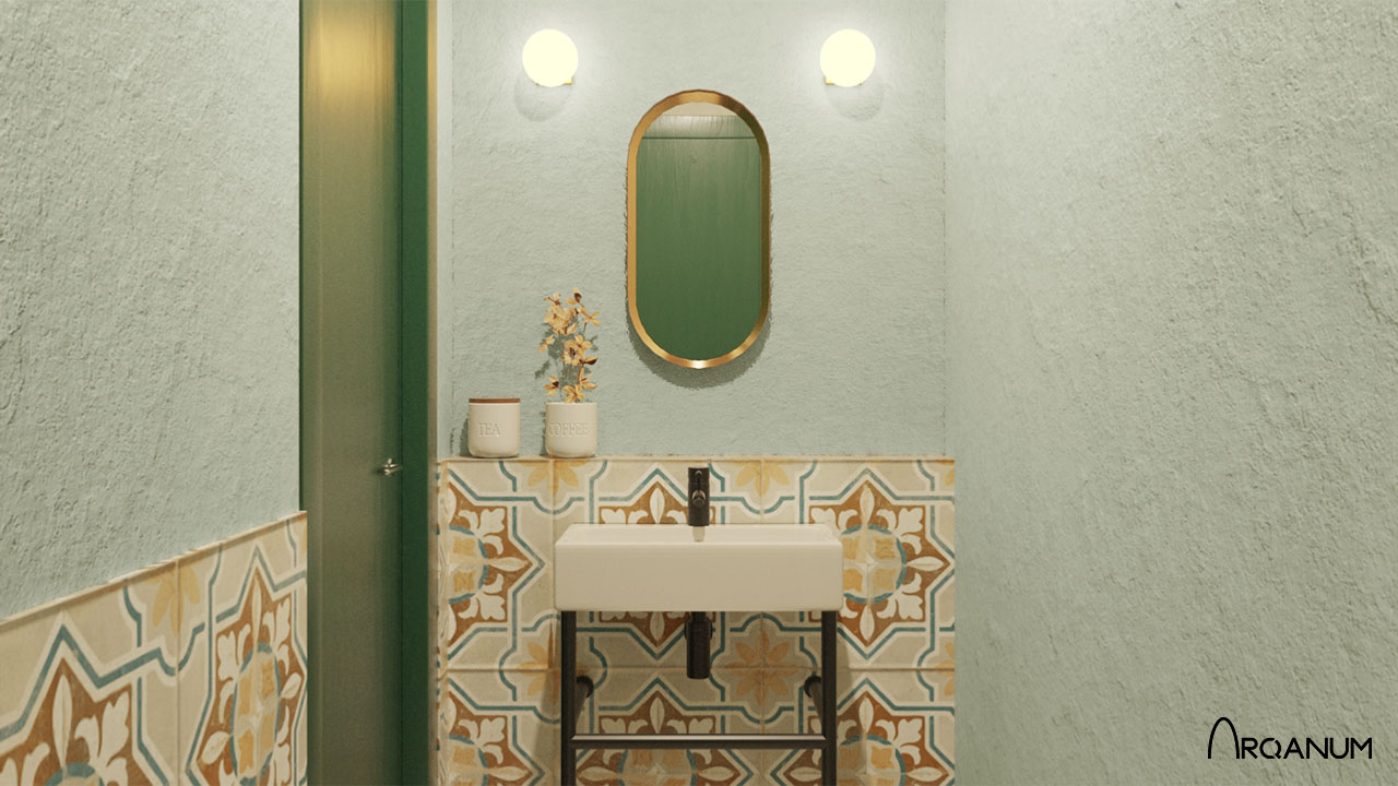 Café & Té cafeteria, bathroom
